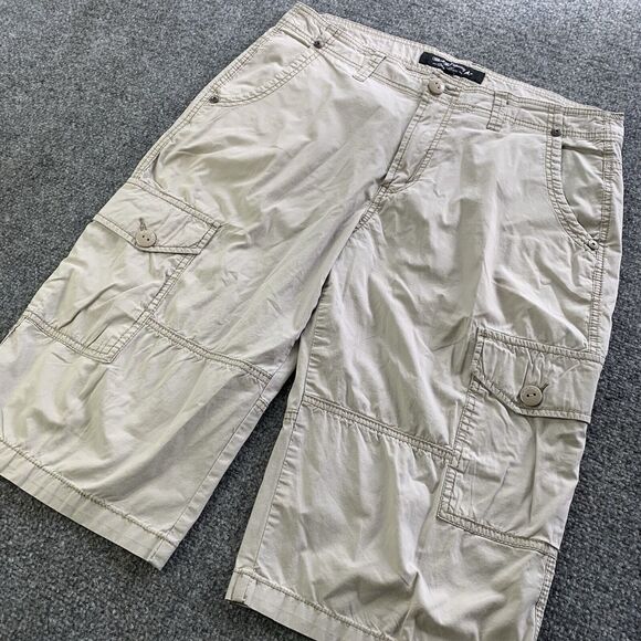 Black Bull Cargo Shorts Mens 36 Baggy Fit Y2K Beige Hiking Outdoor 15” Inseam - Picture 3 of 16